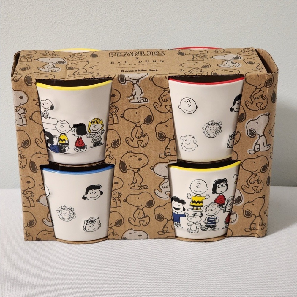 Rae Dunn Peanuts Gang Charlie Brown Snoopy HAPPINESS IS Anniversary Ramekins NEW